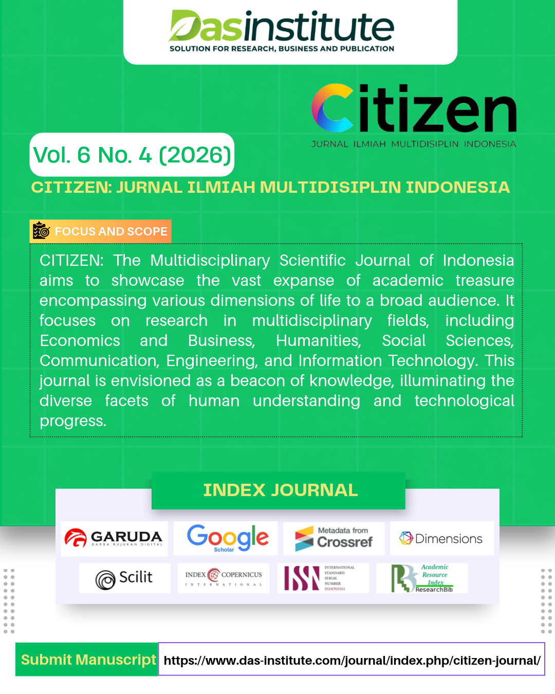 					View Vol. 6 No. 4 (2026): CITIZEN: Jurnal Ilmiah Multidisiplin Indonesia
				