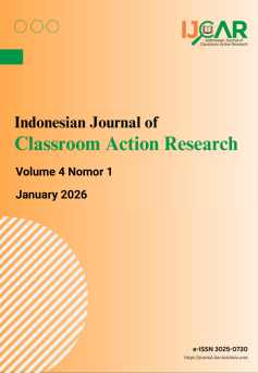 					View Vol. 4 No. 1 (2026): Indonesian Journal of Classroom Action Research-Available Online in January 2026
				